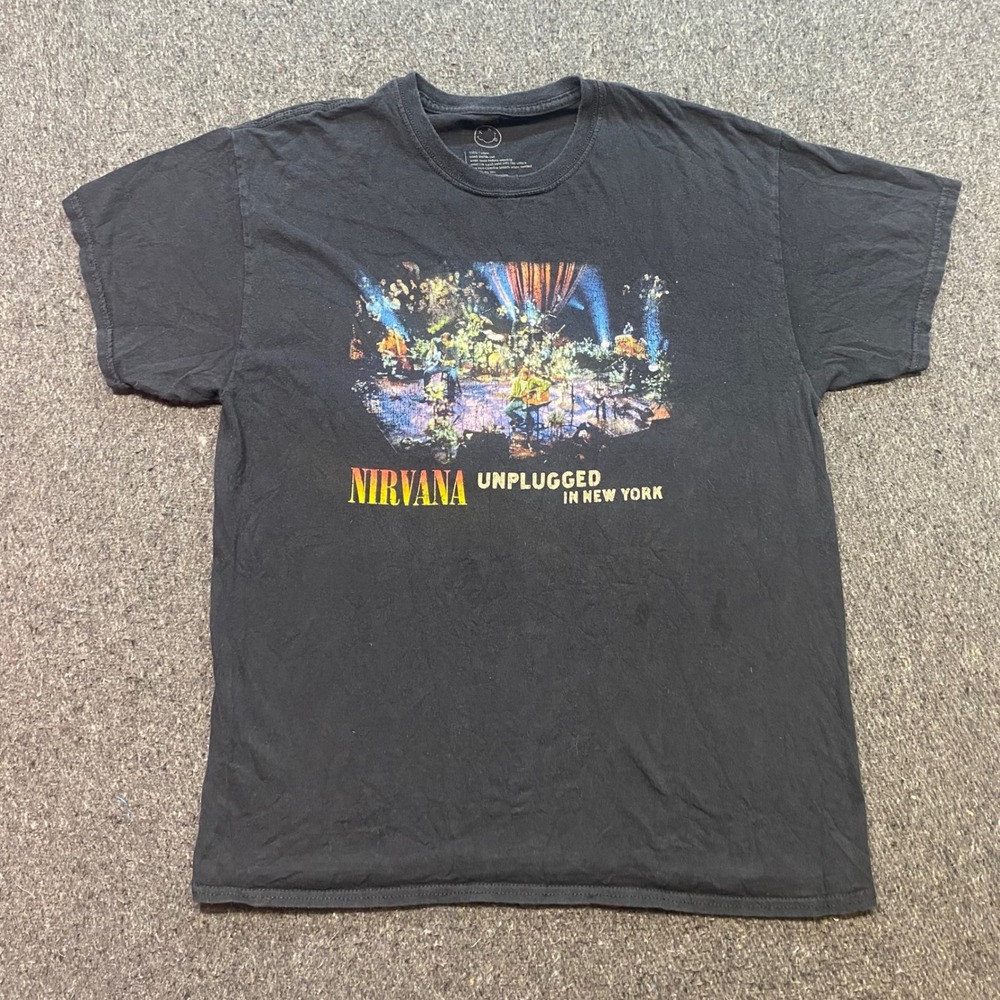 Nirvana Unplugged In New York Shirt Sz L Mens Grunge Rock Concert Track List